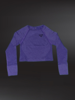 Long sleeve Purple crop top - black logo 