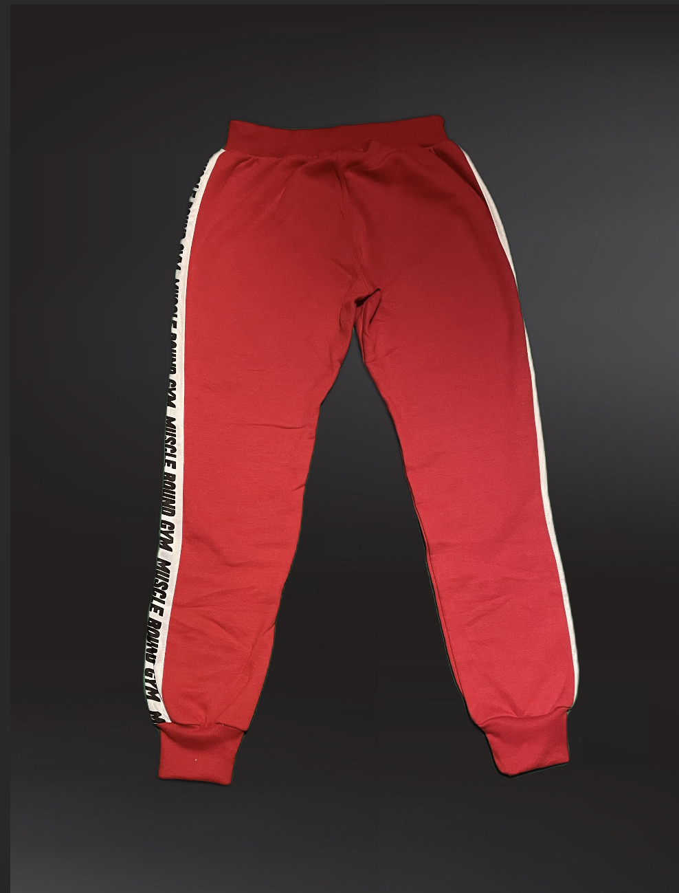 Muscle Bound Gym | Oversized Red Joggers - White Stripe