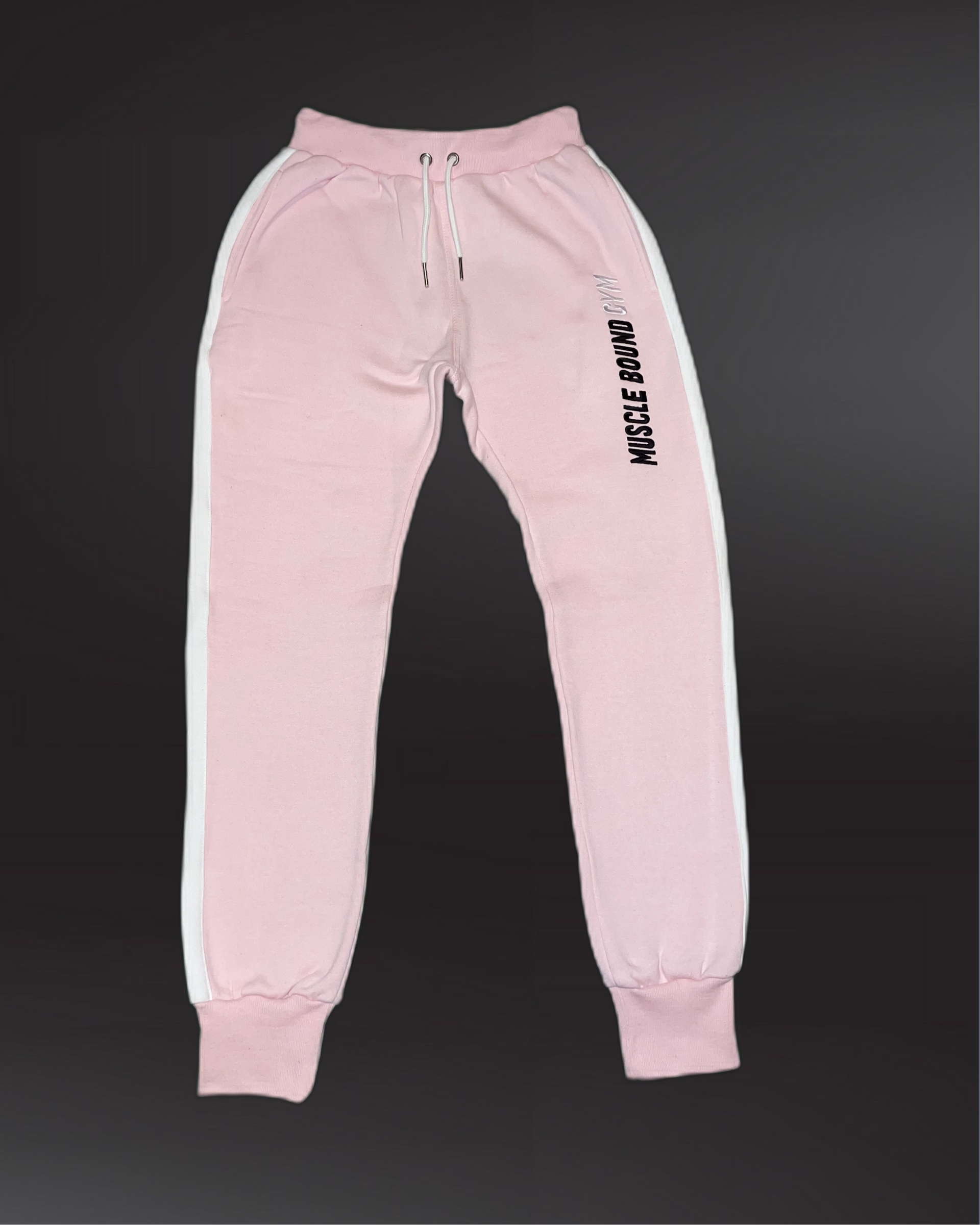 Muscle Bound Gym  Pink Joggers - White Stripe