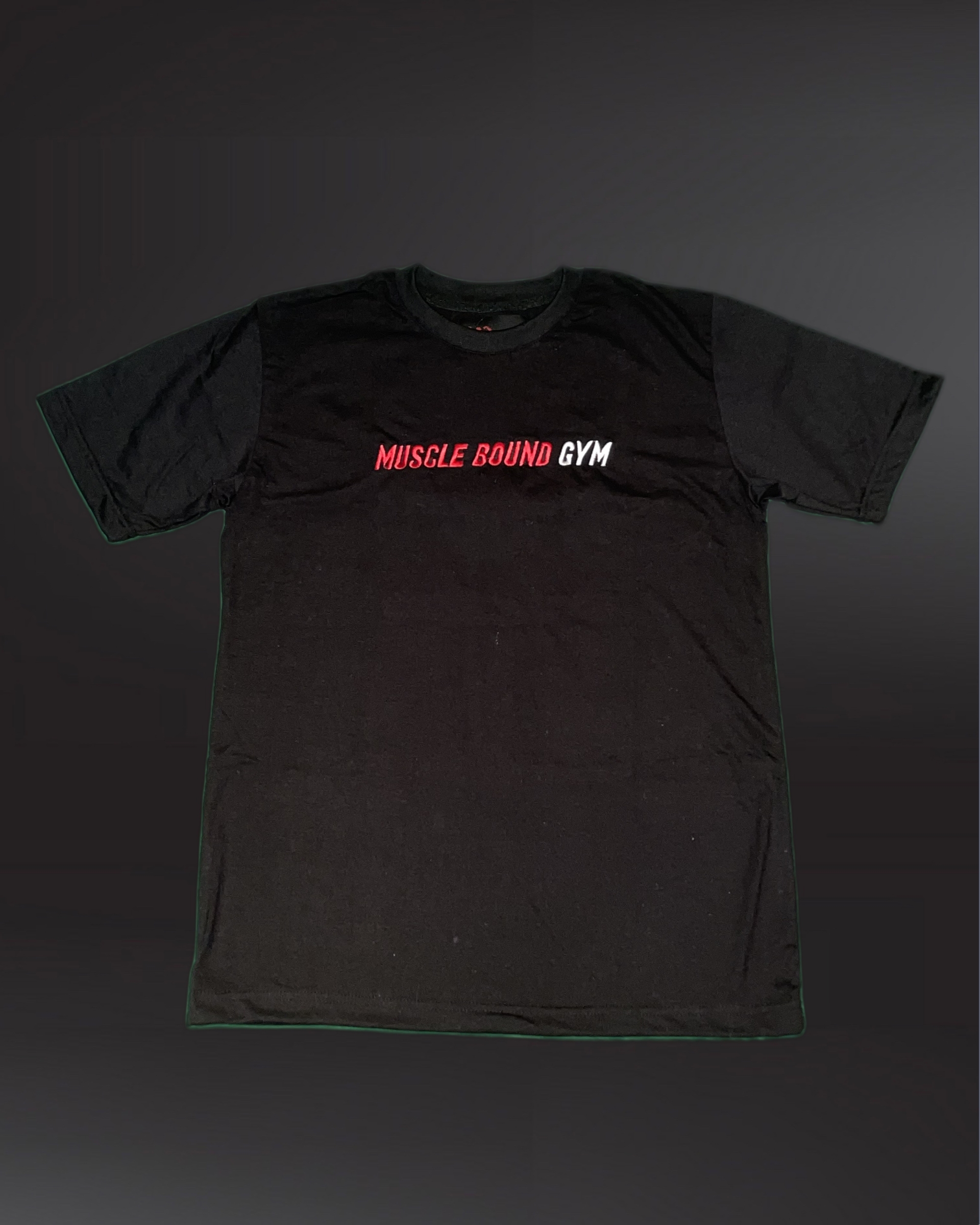 Muscle Bound Gym | Black T-shirt Red Embroidered Logo